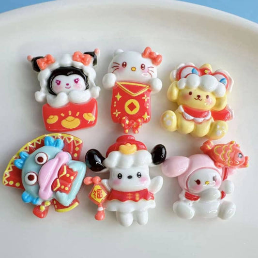 New Year San-ri-o Deco Parts Three Pieces 12PCS