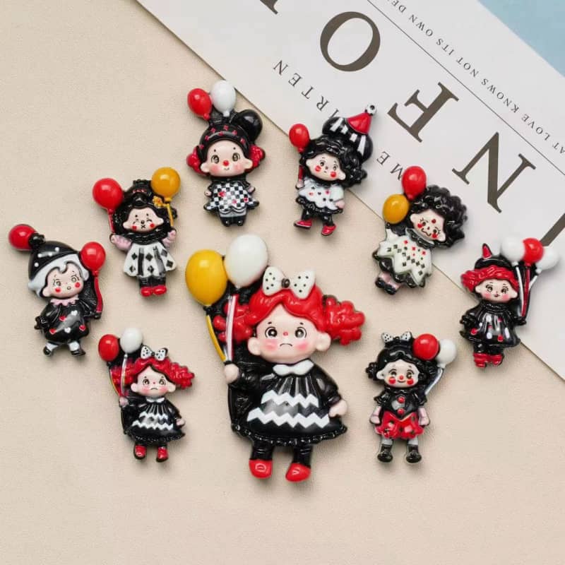 Bahagian Deco Gadis Hitam dan Merah Tahun Baru Diy8PCS Kecil