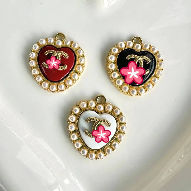 Pearl Heart Shape CC Metal Cabochon dengan Can 23*25MM/Slow Shipping