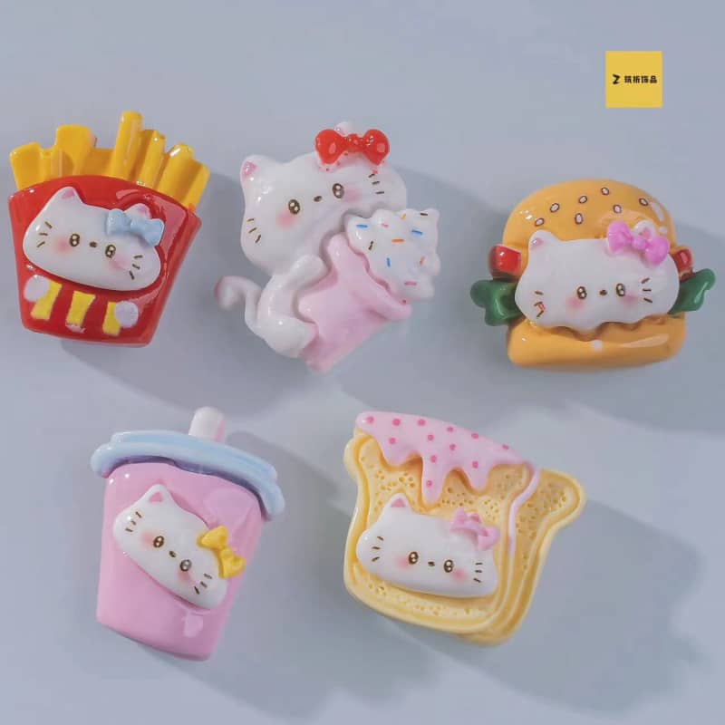 Bahagian Deco Makanan Kitty Kecil DIY Gula-gula Mainan Kucing 10PCS