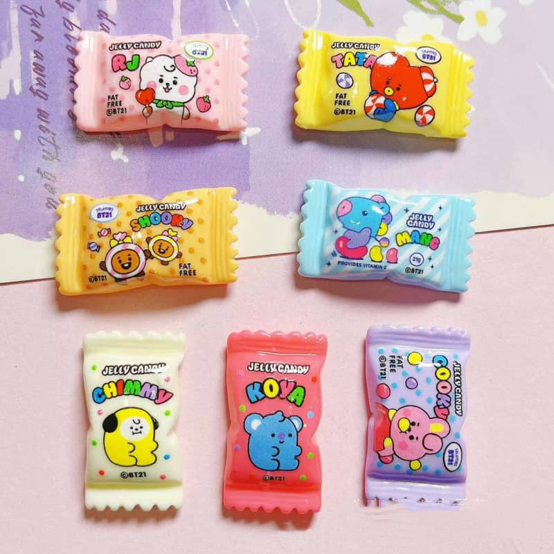 Beg gula-gula BT21 Bahagian Deco Bahagian Deco DIY Kecil 14PCS