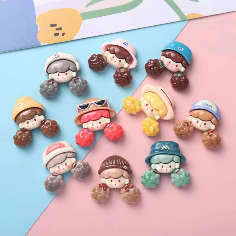 Bright Popcon Girl Deco Parts Small Diy 10PCS Popcorn Girl