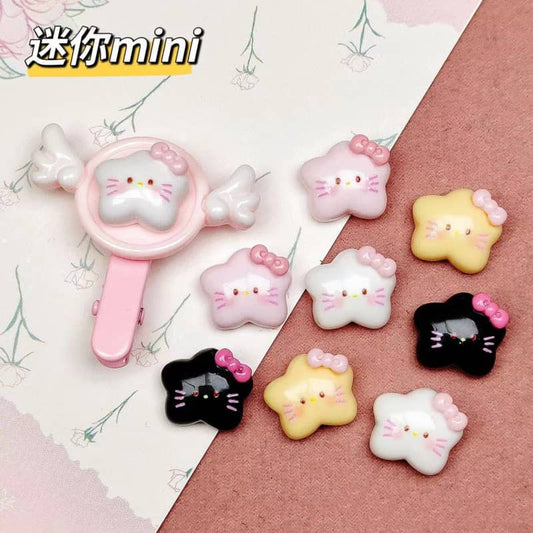 Shiny Face Kitty Star Shape Deco Parts 16PCS