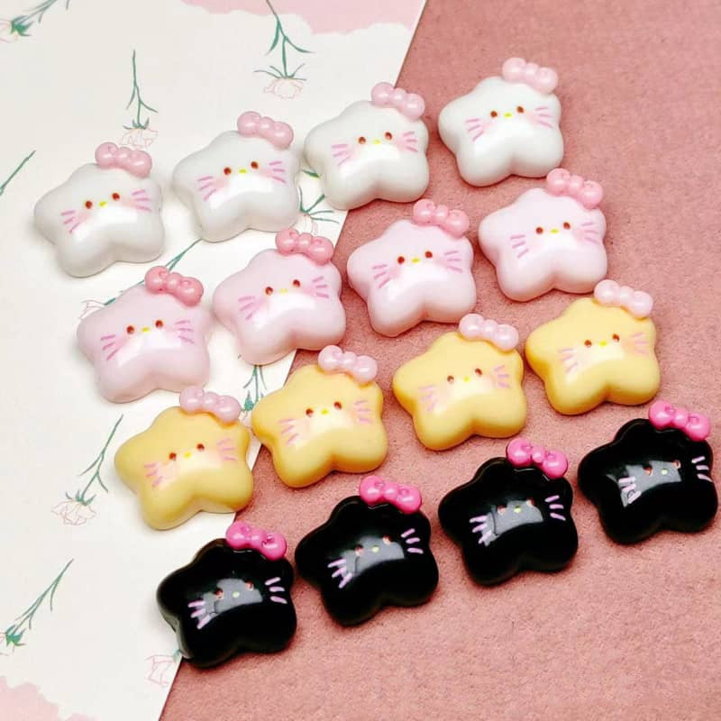 亮面Kitty星の形デコパーツ16PCS