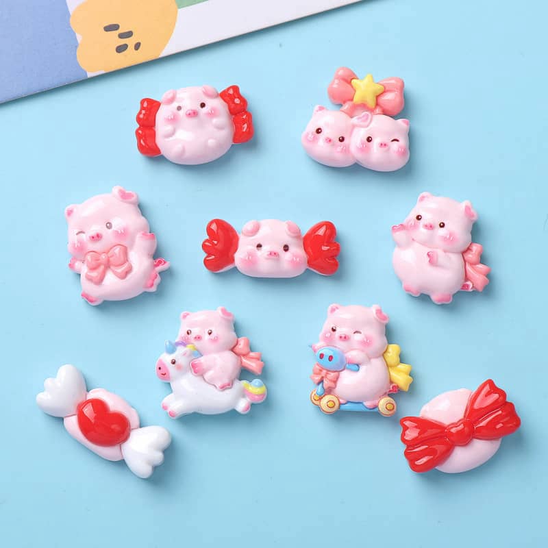 Pink Butter Deco Parts Small DIY Powdered Boar 14PCS