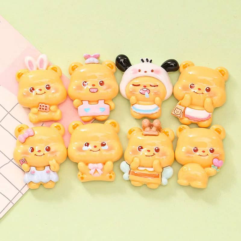 Cute Yellow Bear Deco Parts Small DIY 16PCS