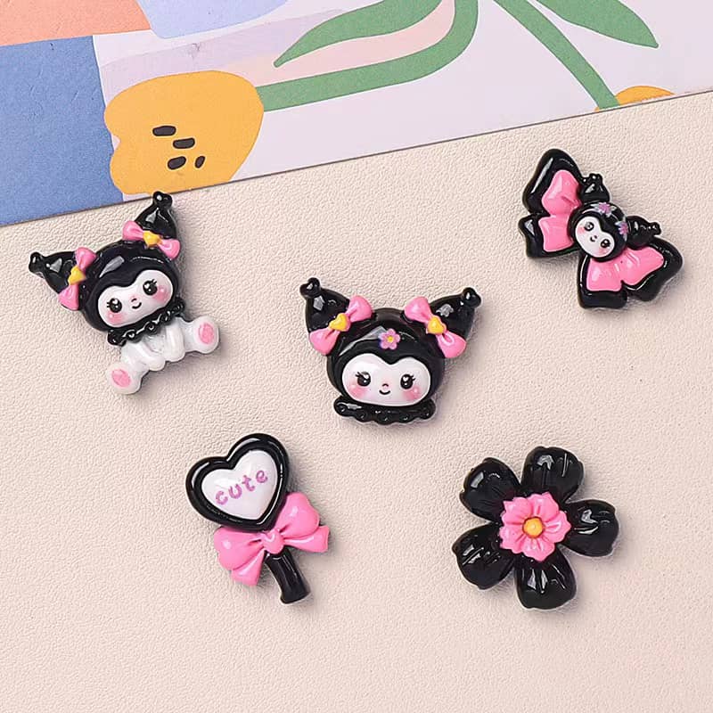 Bahagian Deco Kuromi Hitam DIY10PCS Kecil