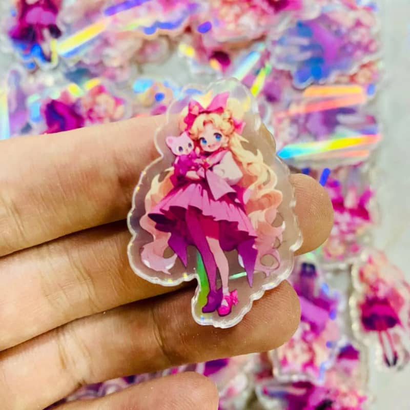 Special Offer 4cm Shining Pink Girl ~ Acrylic Powder-Colored Girl