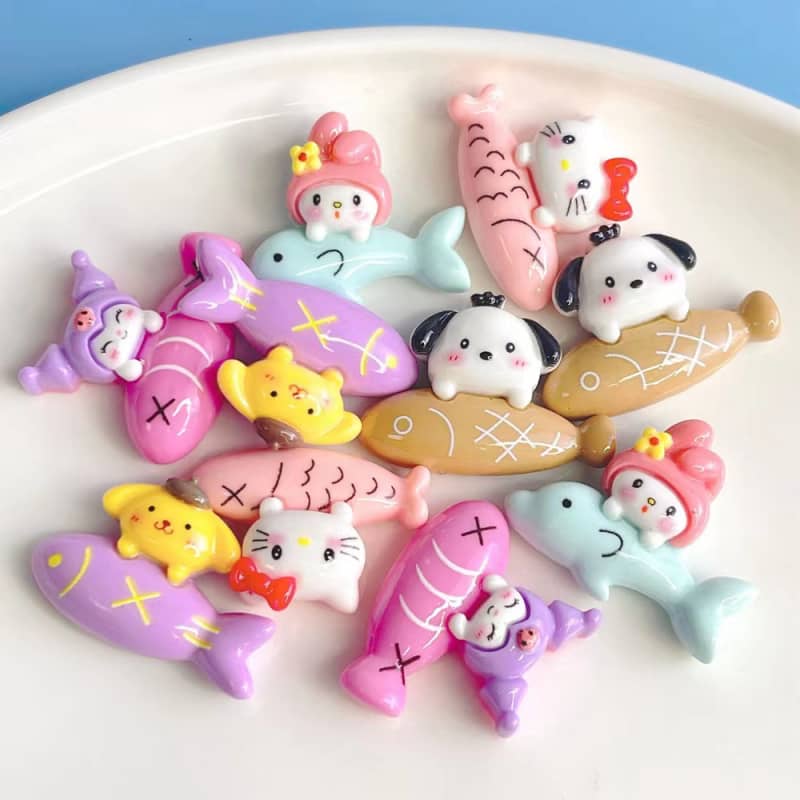 San-ri-o resin decoration parts fish small diy