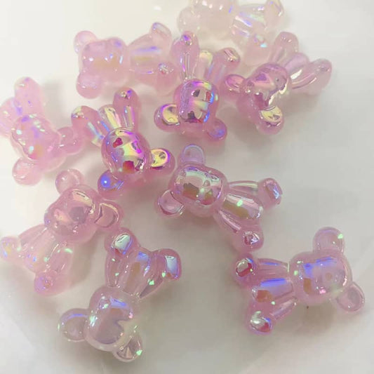 在庫一掃価格 弱夜光+UV変色 小さい透明感白クマ　小小熊